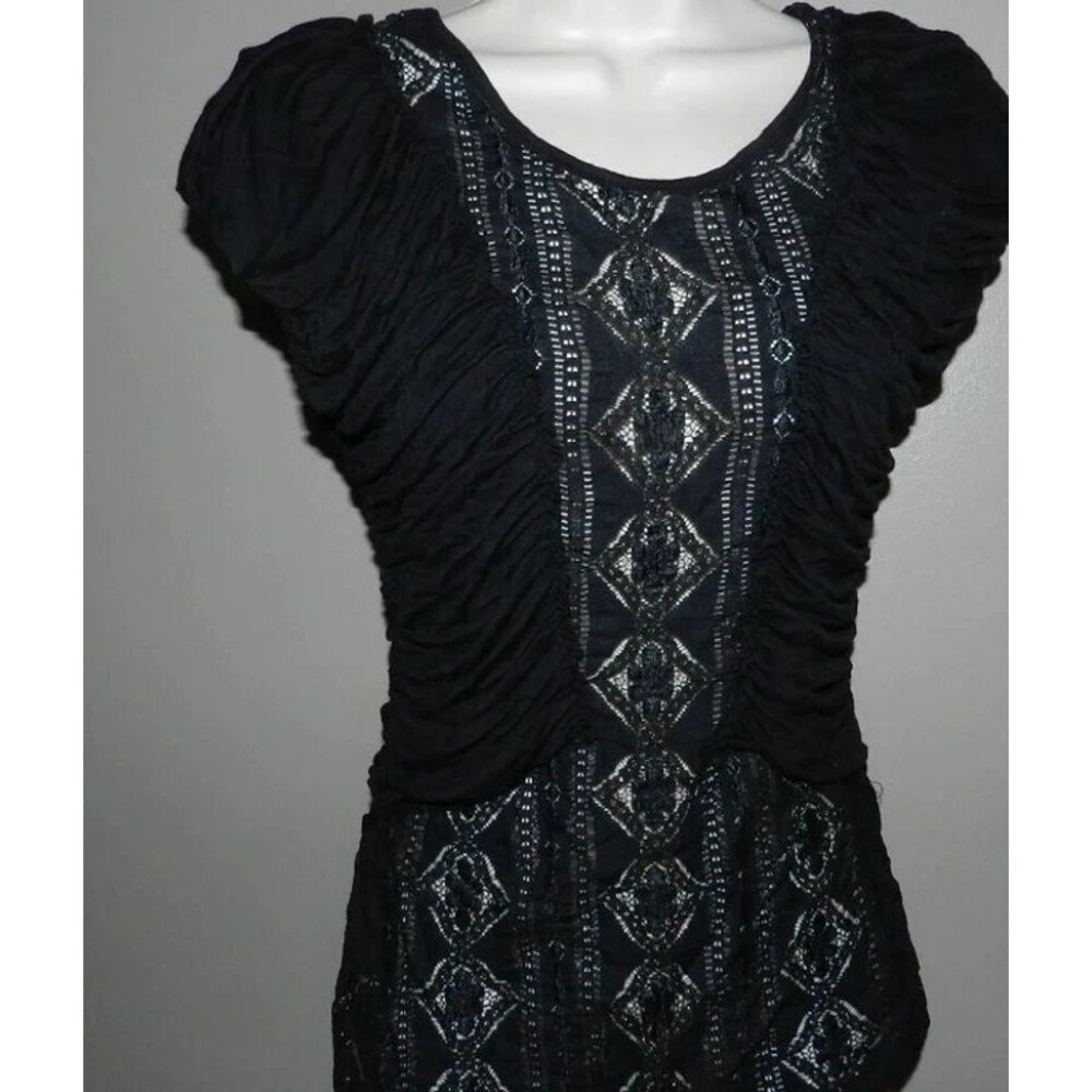 Y2K BKE Black Lace Top With short Sleeve XS